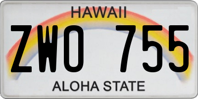 HI license plate ZWO755