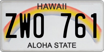 HI license plate ZWO761