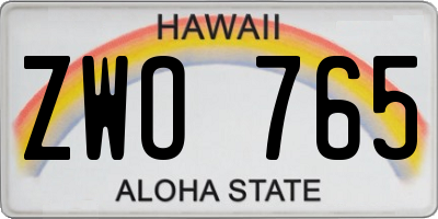 HI license plate ZWO765