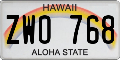 HI license plate ZWO768