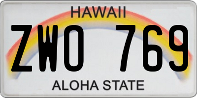 HI license plate ZWO769