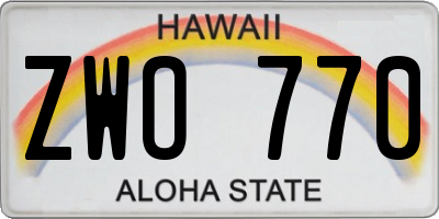 HI license plate ZWO770