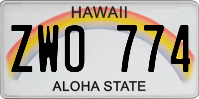 HI license plate ZWO774
