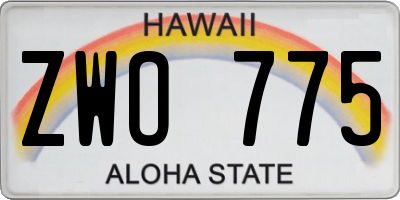 HI license plate ZWO775