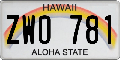 HI license plate ZWO781