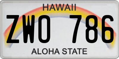 HI license plate ZWO786