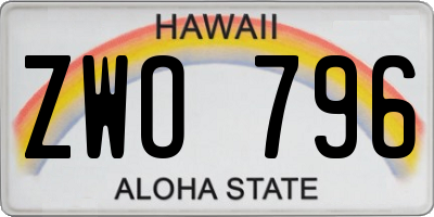 HI license plate ZWO796