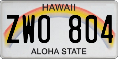 HI license plate ZWO804