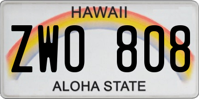 HI license plate ZWO808
