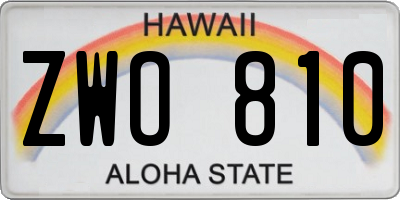 HI license plate ZWO810