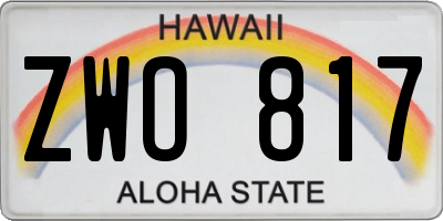 HI license plate ZWO817
