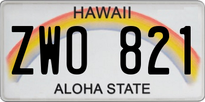 HI license plate ZWO821