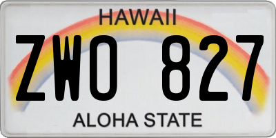 HI license plate ZWO827