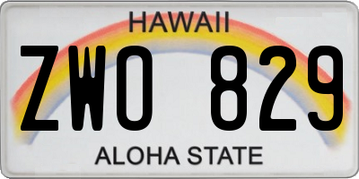 HI license plate ZWO829