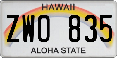 HI license plate ZWO835