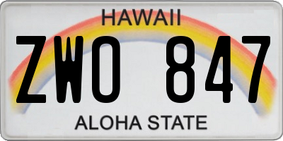 HI license plate ZWO847