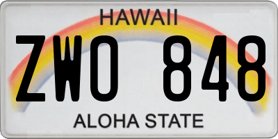 HI license plate ZWO848