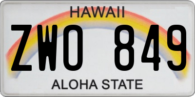HI license plate ZWO849