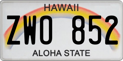 HI license plate ZWO852