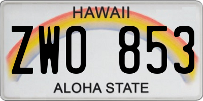 HI license plate ZWO853