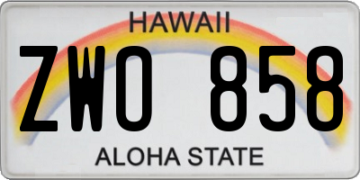 HI license plate ZWO858