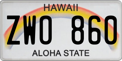 HI license plate ZWO860