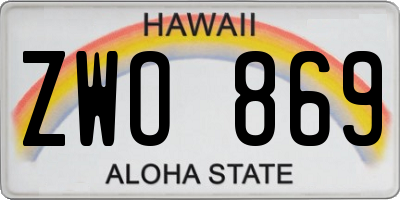 HI license plate ZWO869