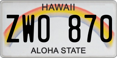 HI license plate ZWO870