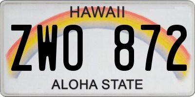 HI license plate ZWO872