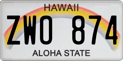 HI license plate ZWO874