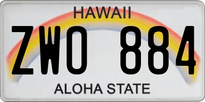 HI license plate ZWO884