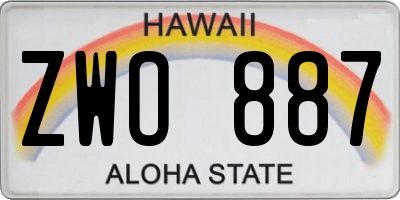HI license plate ZWO887