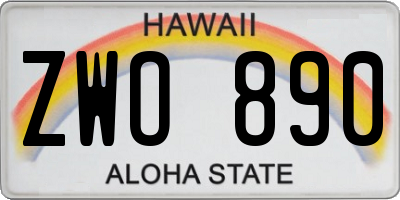 HI license plate ZWO890