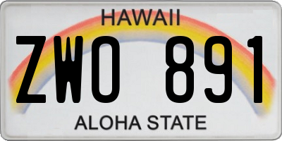 HI license plate ZWO891