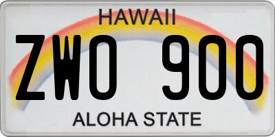 HI license plate ZWO900