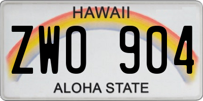 HI license plate ZWO904