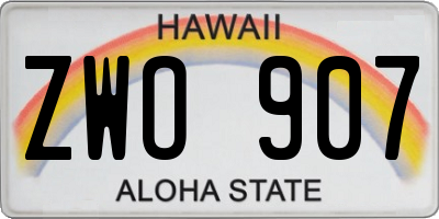 HI license plate ZWO907