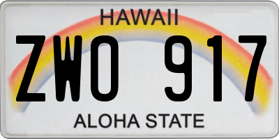 HI license plate ZWO917