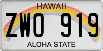 HI license plate ZWO919