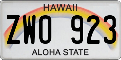 HI license plate ZWO923