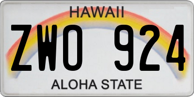 HI license plate ZWO924
