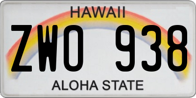 HI license plate ZWO938