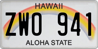 HI license plate ZWO941