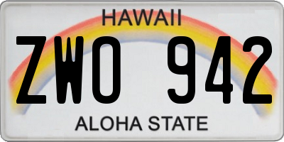 HI license plate ZWO942