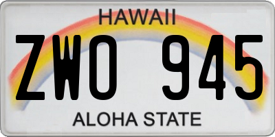 HI license plate ZWO945