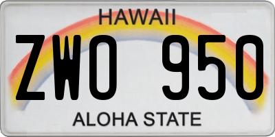 HI license plate ZWO950