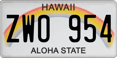 HI license plate ZWO954