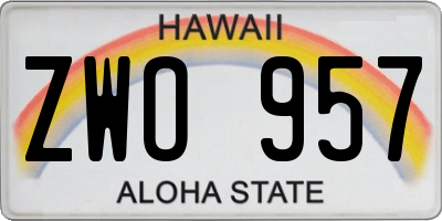 HI license plate ZWO957