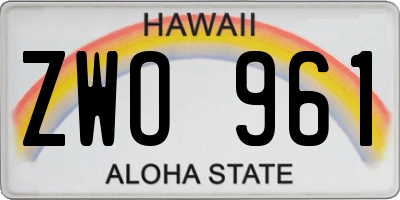 HI license plate ZWO961