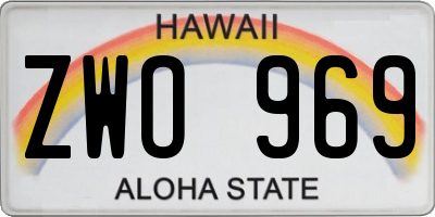 HI license plate ZWO969